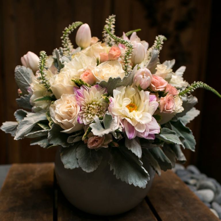 Cream and Blush Pastels floral arrangement florist Pasadena CA