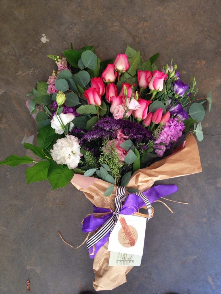 In the Garden Wrapped Bouquet Pasadena Florist Brad Larsen Florals