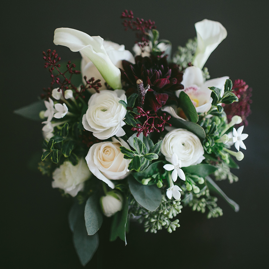 White and Burgundy Autumn Pasadena Florist Brad Larsen Florals