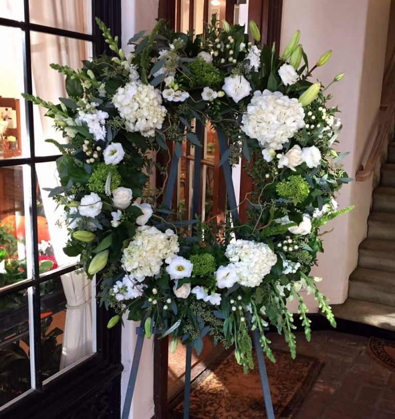 Elegant White Sympathy Wreath florist Pasadena CA