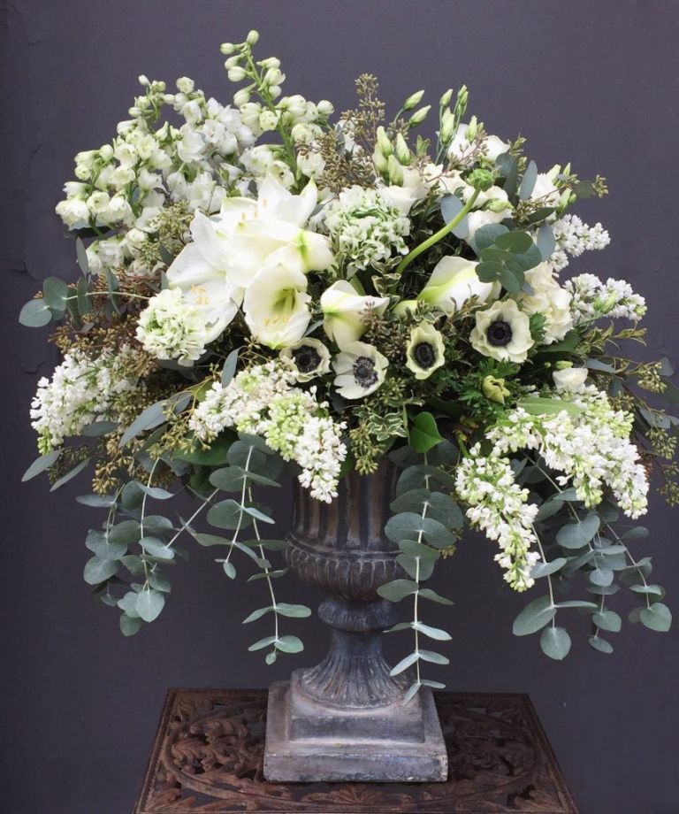 Neoclassical White Shades floral arrangement Pasadena CA